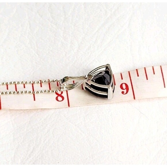 925 Silver Ball Chain Pendant Smoky Quartz Triangle Pendant Necklace 4.79g - Picture 4 of 5
